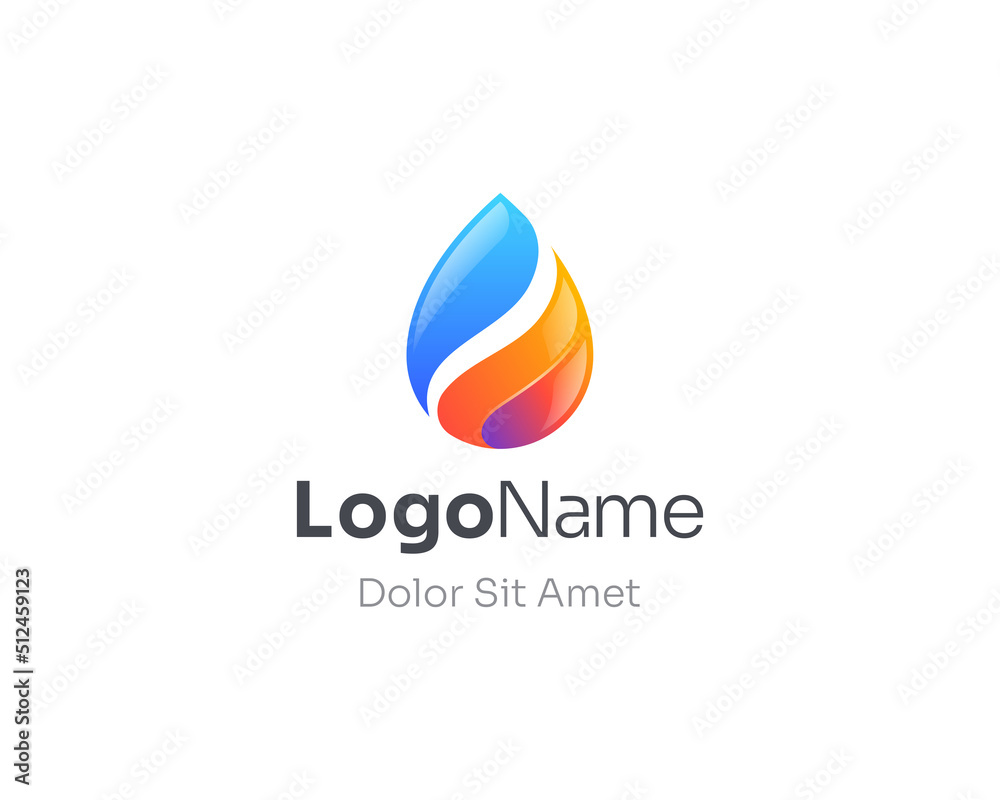 Colorful water drop with fire logo. Colorful water drop with fire logo.