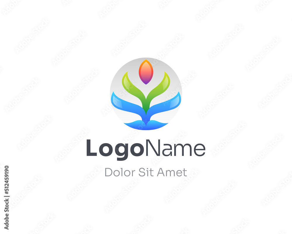 Obraz premium Simple natural flower logo gradient.