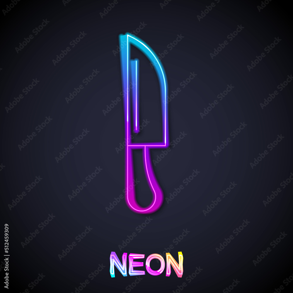 Glowing neon line Knife icon isolated on black background. Cutlery symbol. Vector Glowing neon line Knife icon isolated on black background. Cutlery symbol. Vector