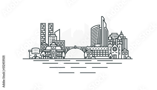 Luxembourg architecture line skyline illustration. Linear vector cityscape with famous landmarks, city sights, design icons. Landscape with editable strokes.