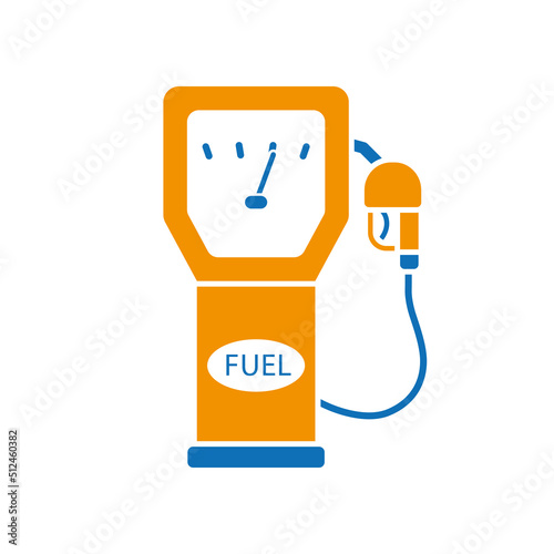 Gas fuel pump icon isolated, gasoline petrol filling station vector flat sign.