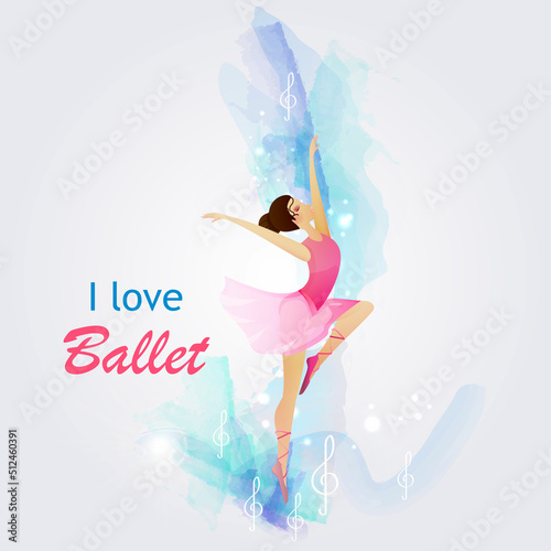 Vector silhouette of a girl dancing in ballet. Plastic and acrobatics.