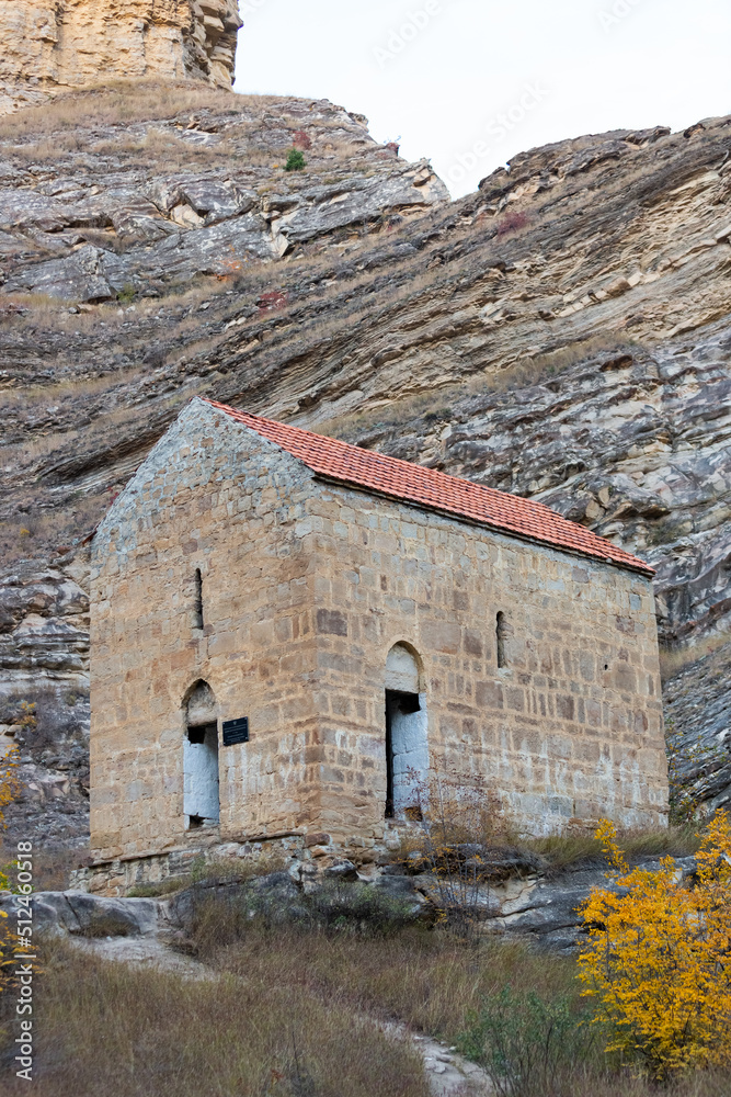 Datuna Church. Medieval Georgian Orthodox church in Dagestan, Russia. Old stone temple in the mountains