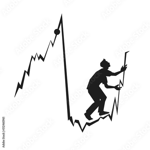 Silhouette of a Man at the investment chart hopes that the stock price will go up