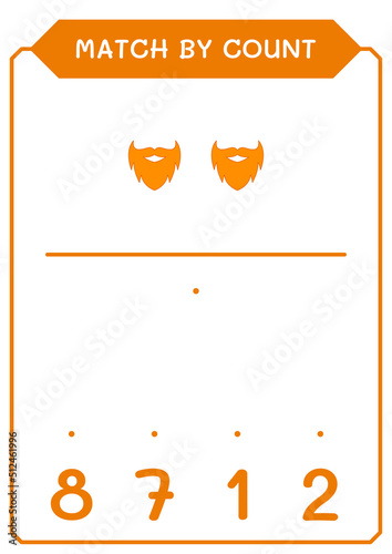 Match by count of Leprechaun beard, game for children. Vector illustration, printable worksheet