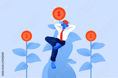 Business man have relax on the tree and passive income concept