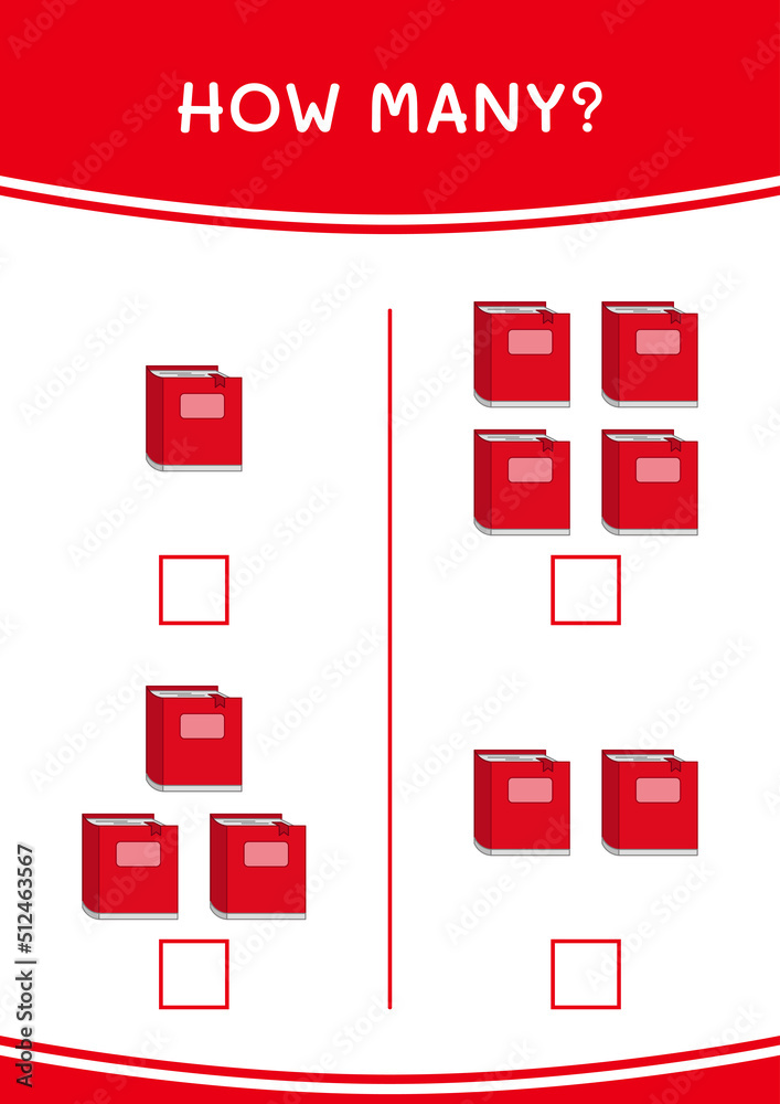 Naklejka premium How many of Notebook, game for children. Vector illustration, printable worksheet