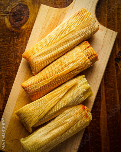 Cheese and chicken tamales photo