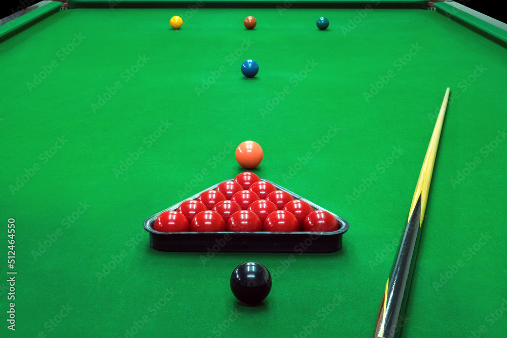 Poster Print snooker ball on the green snooker table at snooker club. 40x26.7 cm