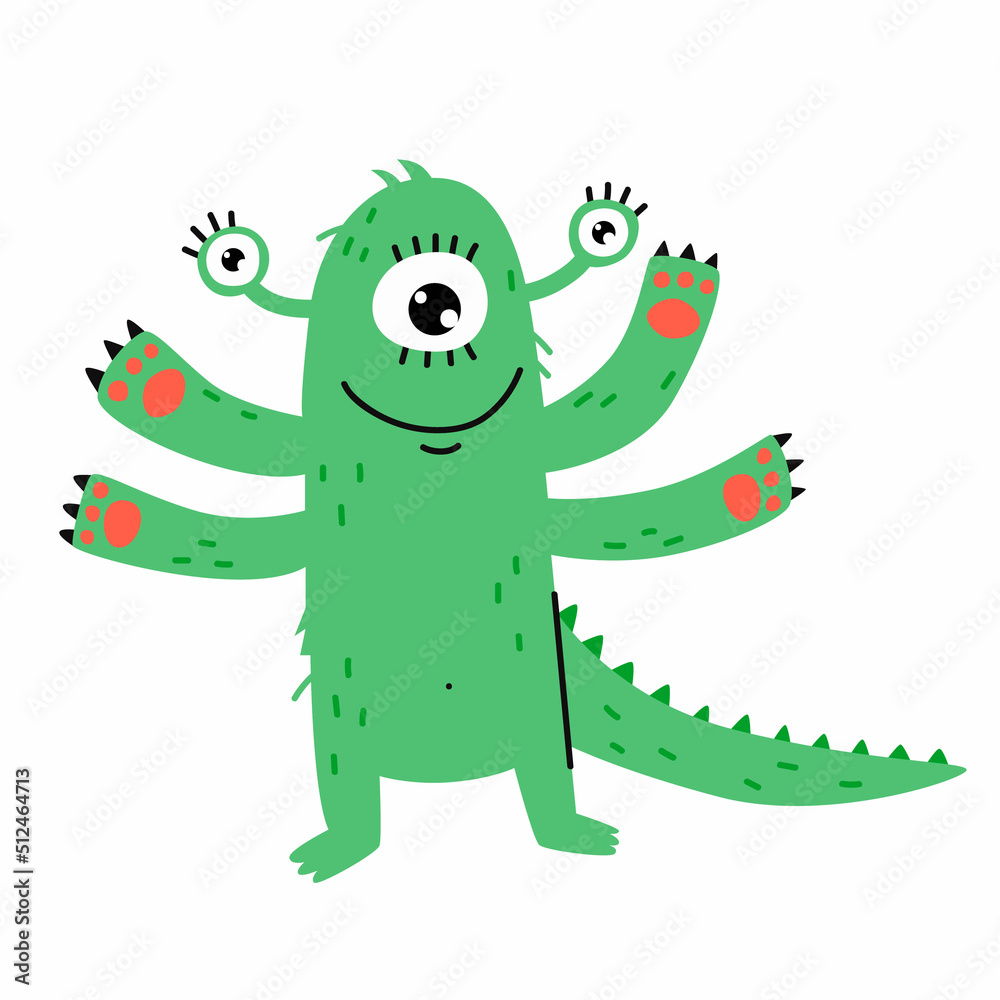 Fototapeta premium A cute green monster. Vector illustration