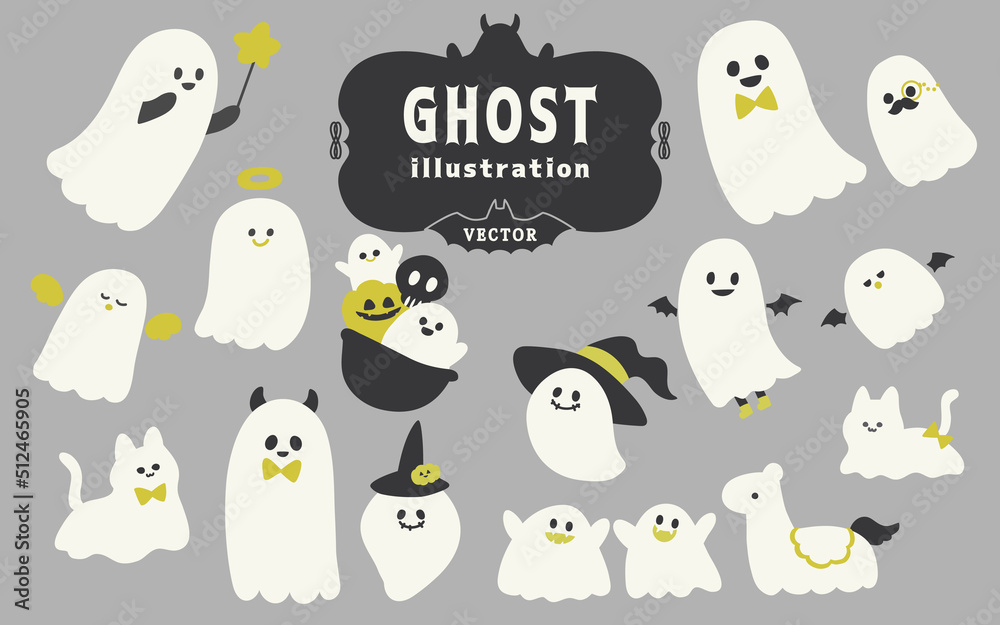 ベクター 可愛いお化け達のセットイラスト Vector De Stock Adobe Stock