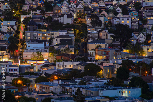 Photography San Francisco landmark typical residential view of rolling hills view which can be used as a background
