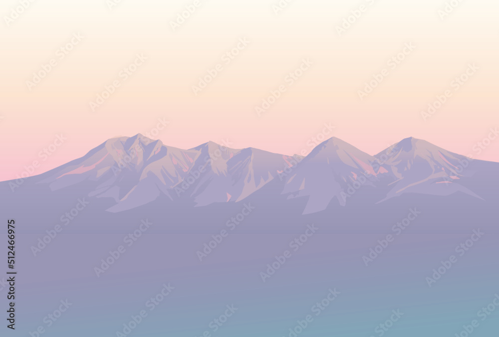 夕暮れの山脈のイラスト