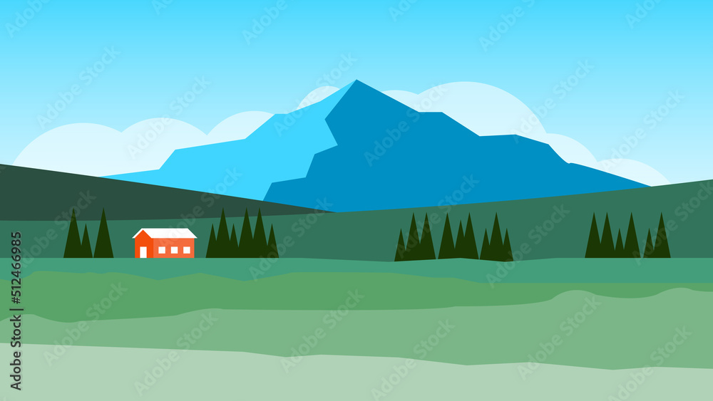 A House In A Valley With A Mountain Wallpaper