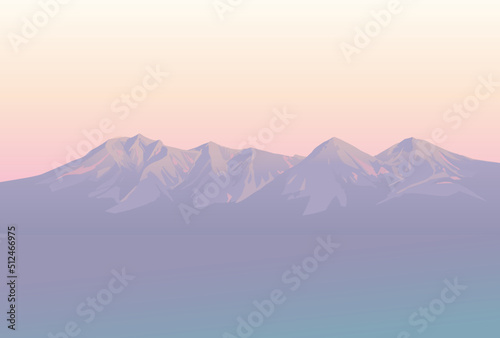 夕暮れの山脈のイラスト