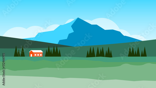 A House In A Valley With A Mountain Wallpaper