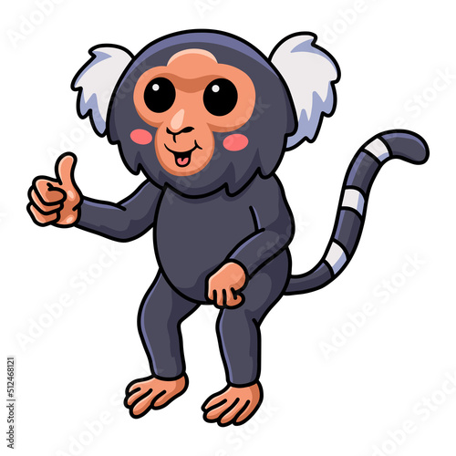 Cute pygmy marmoset monkey cartoon giving thumb up