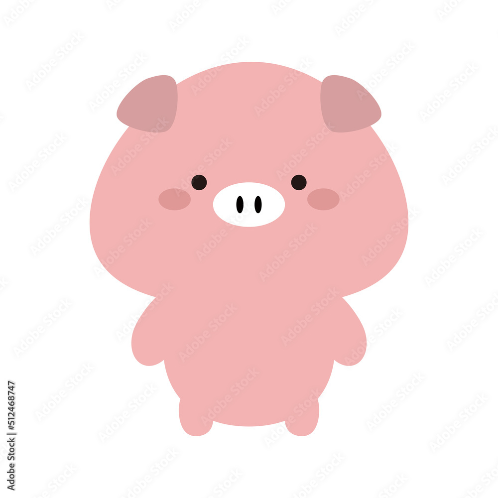 かわいいブタの二頭身全身アイコン イラスト素材 かわいいブタの二頭身全身アイコン イラスト素材