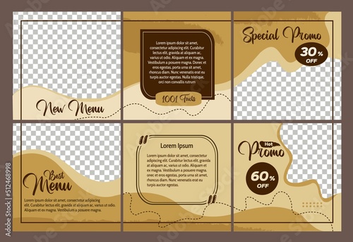 Set of Social Media Post Design. Food Advertising Banner Design Collection with Abstract minimalistic square. Suit for Social Media Post and Web Ads