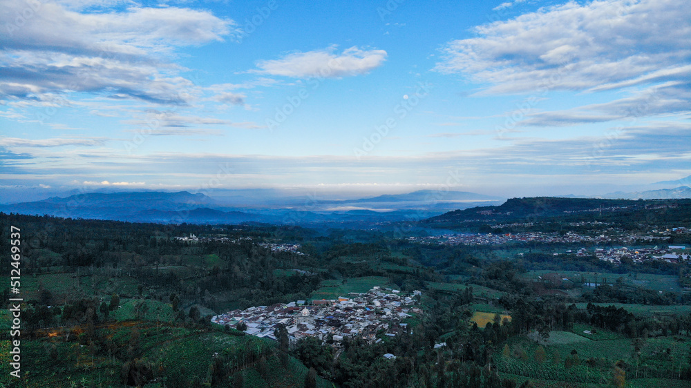 created by dji camera, A small village located on the island of Java, Indonesia, this village is surrounded by a fairly large agricultural land