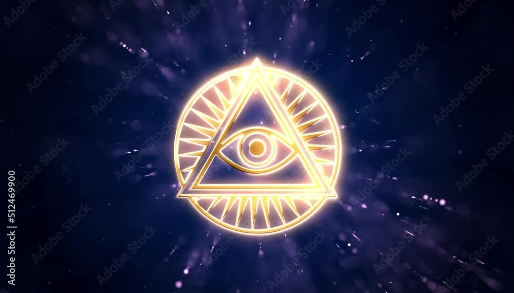 divine golden eye symbol of god, with an eye inside a triangle and stars and sparkles background - animated illuminati icon, emblem of world power for conspiracy theories and new world order divine golden eye symbol of god, with an eye inside a triangle and stars and sparkles background - animated illuminati icon, emblem of world power for conspiracy theories and new world order