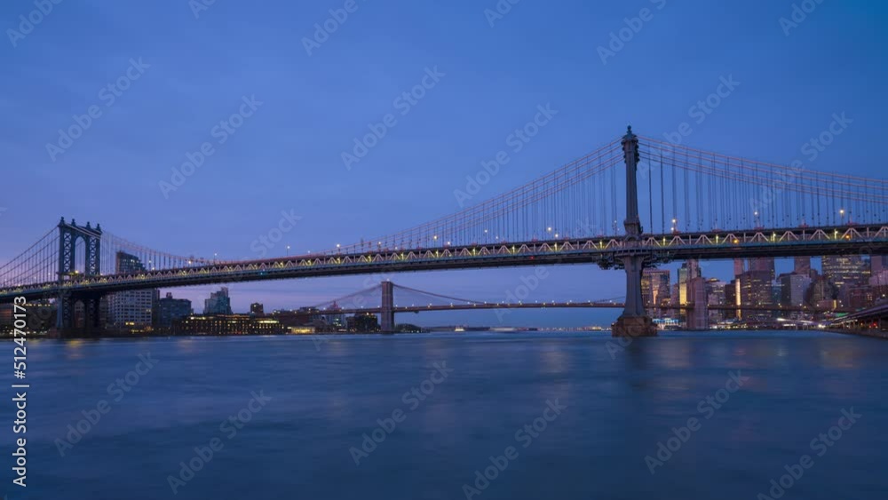 Manhattan and Brooklyn bridge night to day time lapse Manhattan and Brooklyn bridge night to day time lapse