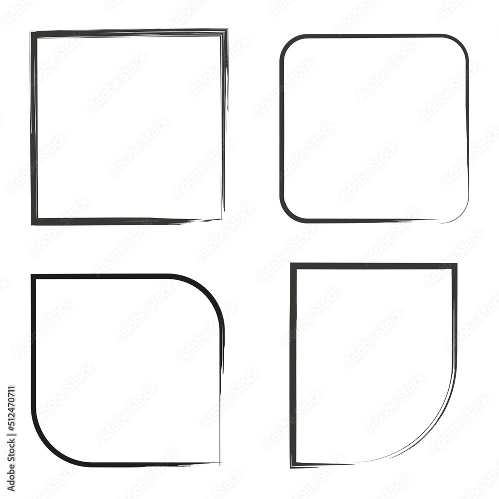Exclusive frames, figures. Rounded corners. Squares brush style. stock image. Exclusive frames, figures. Rounded corners. Squares brush style. stock image.