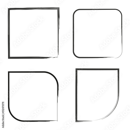 Exclusive frames, figures. Rounded corners. Squares brush style. stock image.
