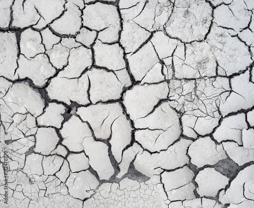 Cracked dry mud pattern after water evaporated