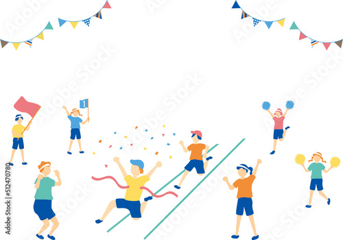 徒競走と応援する子供達