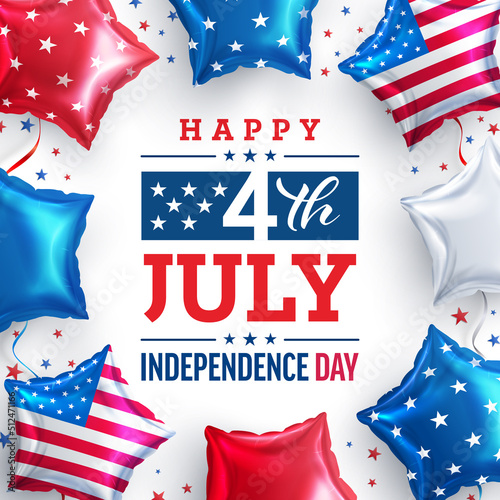 4 th of July Sale poster.USA independence day celebration with American Star balloon.USA 4th of July promotion advertising banner template for Brochures,Poster or Banner