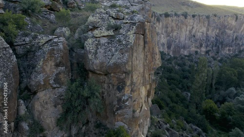 Ihlara valley canyon view from air during sunrise photo