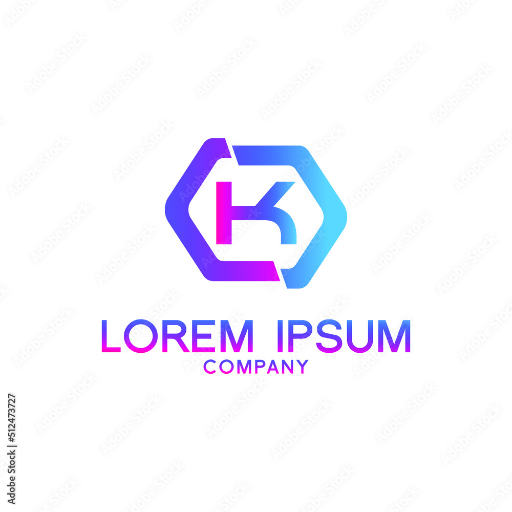 Creative Letter K logo design with point or dot symbol Creative Letter K logo design with point or dot symbol
