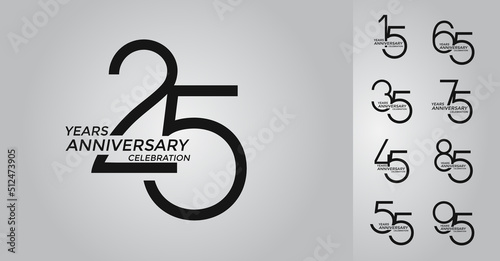 set of anniversary logotype black color premium edition on white background for celebration