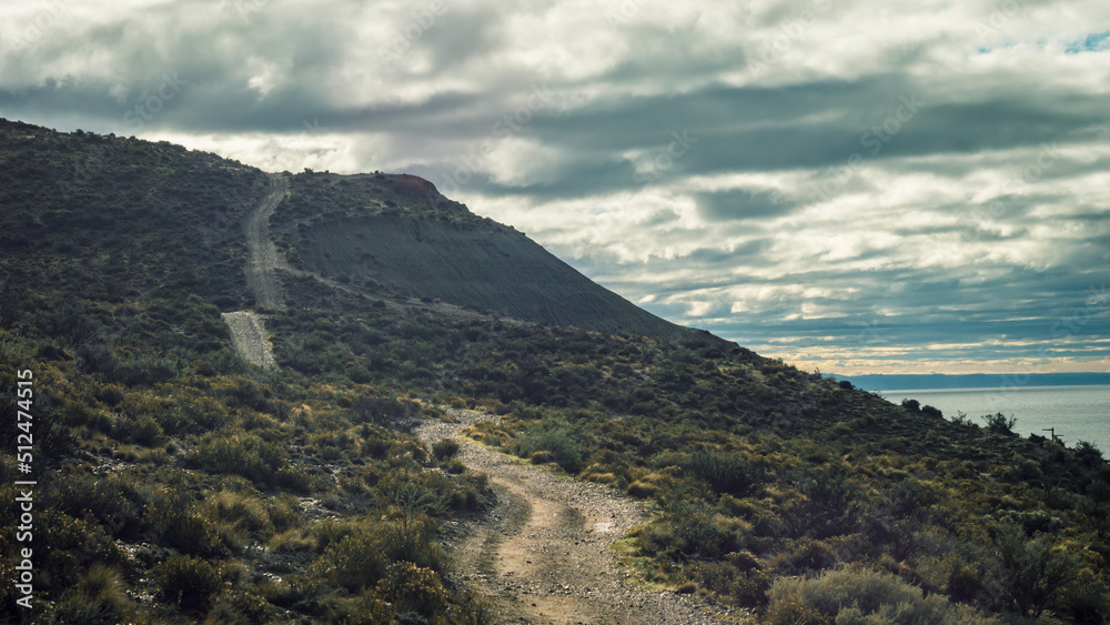 Mountain path on a sea coast