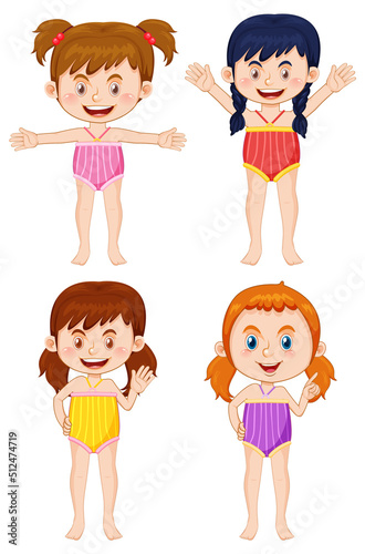 Girl wearing swimming suit cartoon character