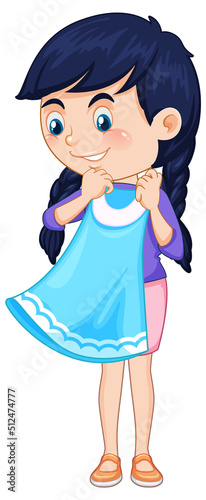 Cute girl trying on a dress