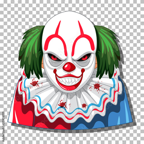 Scary clown head on grid background