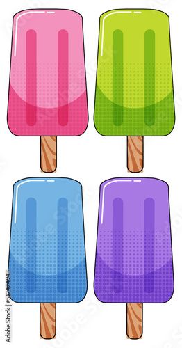 Four flavors of popsicles
