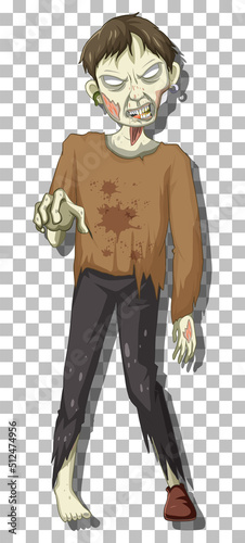 Scary zombie cartoon character