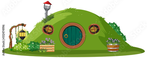 Hobbit house isolated on white background