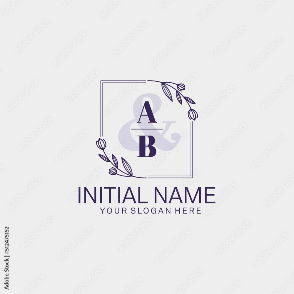 Initial letter AB beauty handwriting logo vector