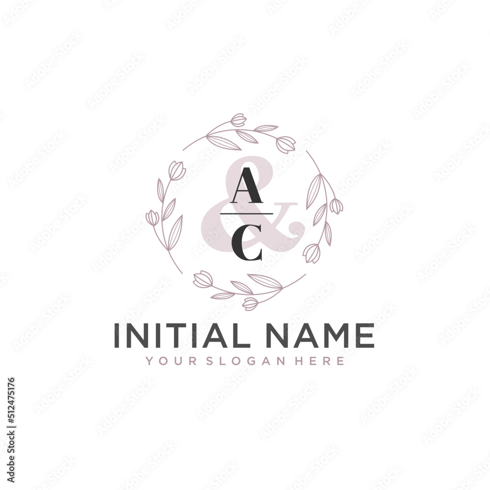 Fototapeta premium Initial letter AC beauty handwriting logo vector