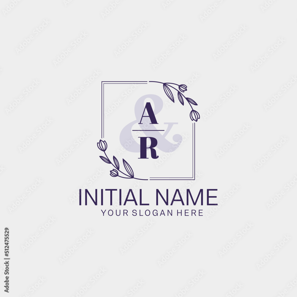 Initial letter AR beauty handwriting logo vector