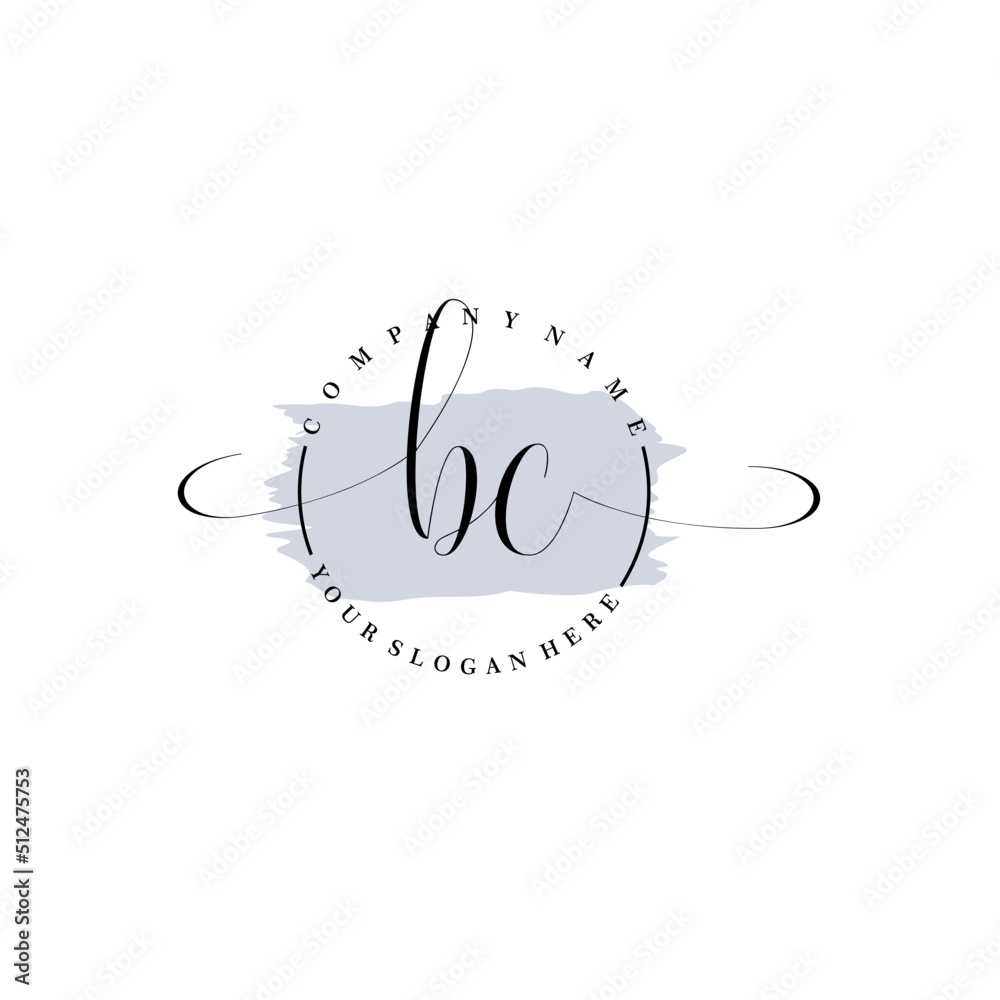BC Initial handwriting logo vector. Hand lettering for designs.