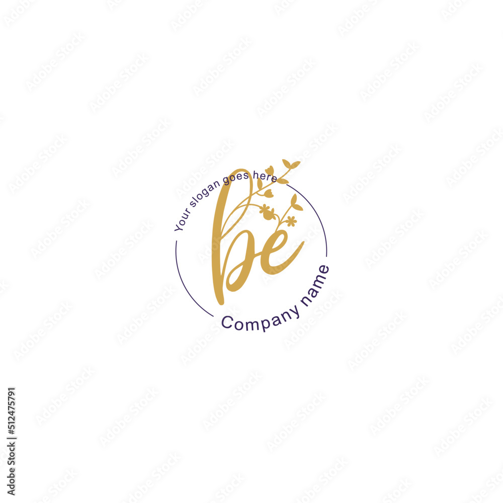 Initial letter BE beauty handwriting logo vector Initial letter BE beauty handwriting logo vector