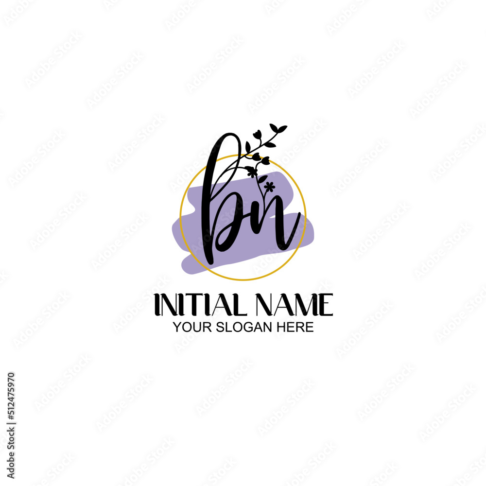 Initial letter BN beauty handwriting logo vector Initial letter BN beauty handwriting logo vector