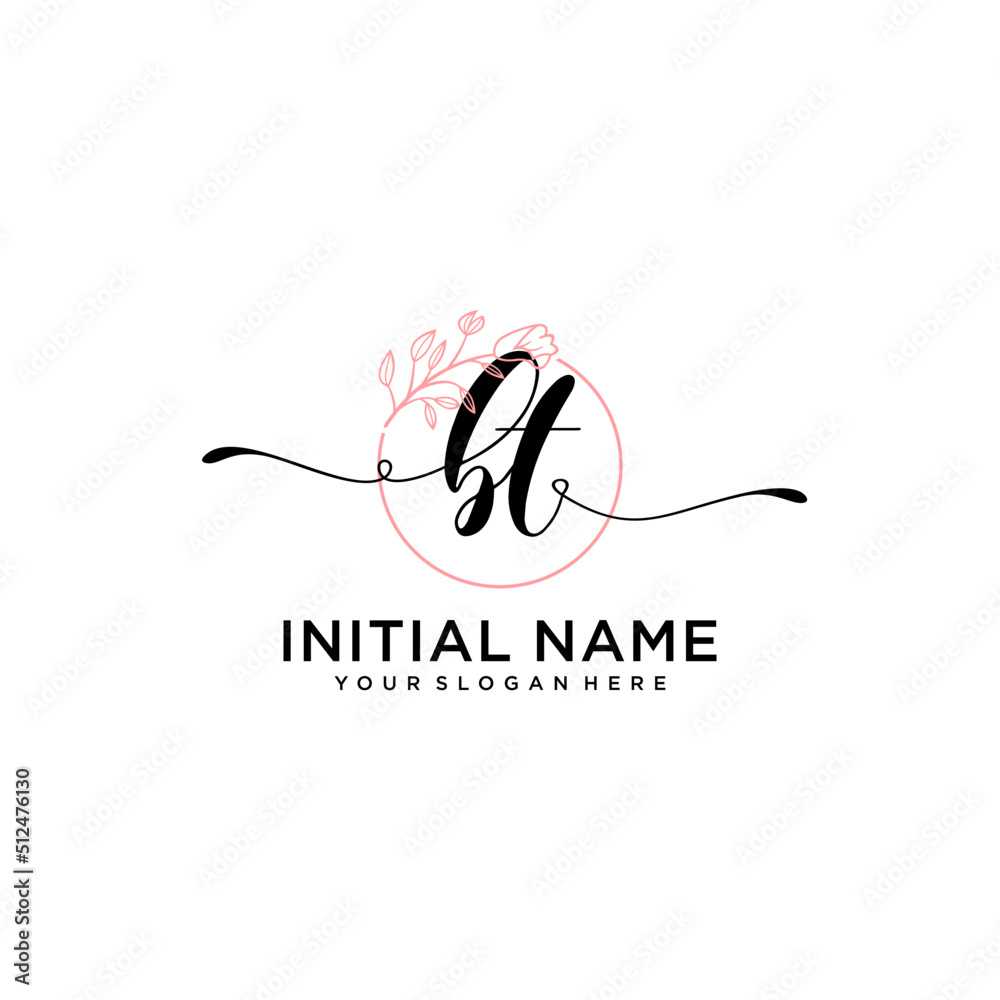 Initial letter BT beauty handwriting logo vector Initial letter BT beauty handwriting logo vector