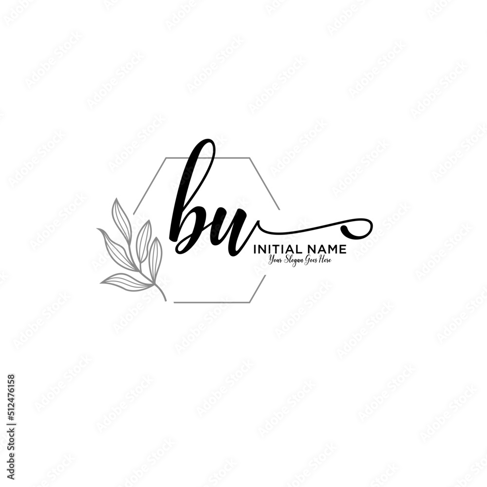Initial letter BU beauty handwriting logo vector Initial letter BU beauty handwriting logo vector