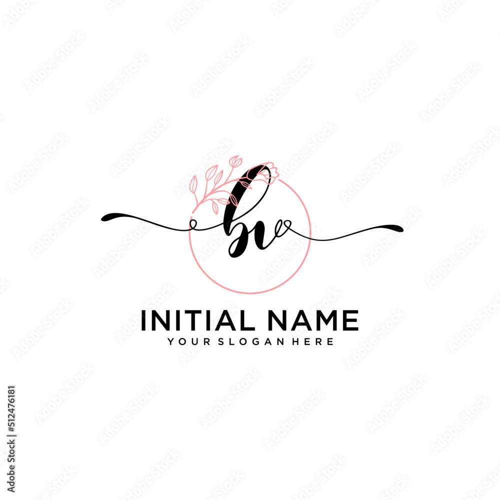 Initial letter BV beauty handwriting logo vector Initial letter BV beauty handwriting logo vector